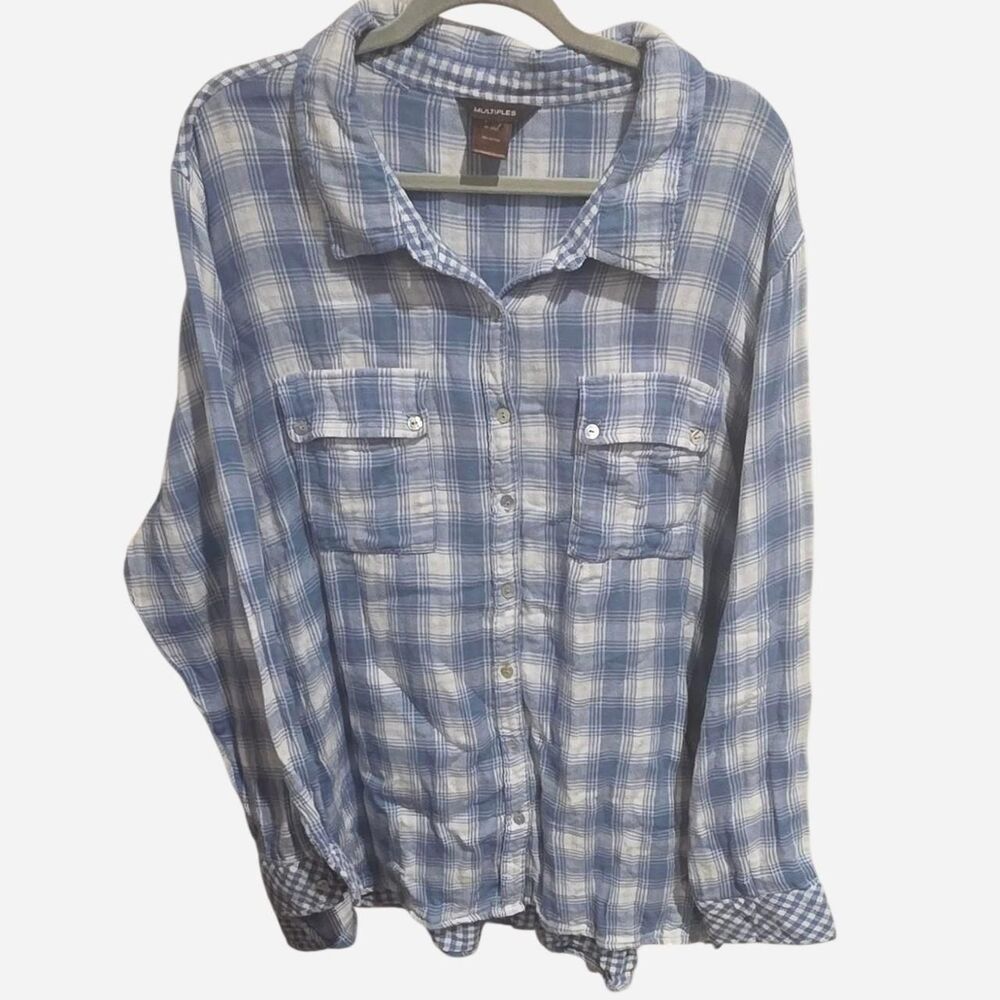 Multiples Women's Blue and White Shirt